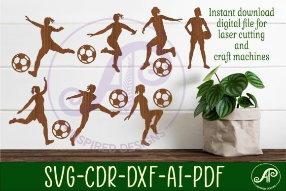 Female Soccer Player Silhouette Laser Files