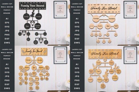 Laser Cut Wall Family Board SVG Set: Elevate Your Home Decor with Precision and Style