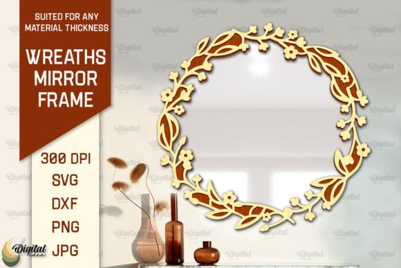 Laser Cut Wreath Mirror Frame SVG Guide