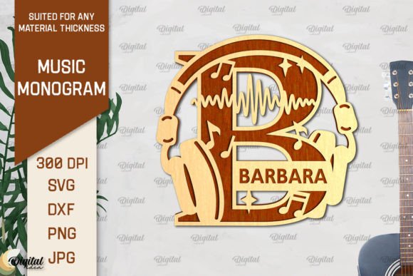 Letter B SVG Music Monogram Laser Cut: A Digital Design Resource for Crafters