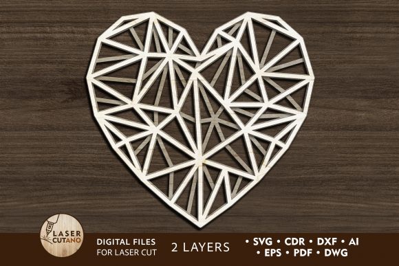Polygonal Heart Laser Cut Files