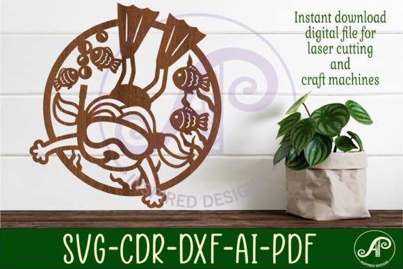 Snorkeling Girl Wall Art Sign SVG File
